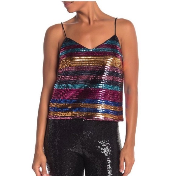Wayf Tops - WAYF Rainbow Sequin Cami Top
